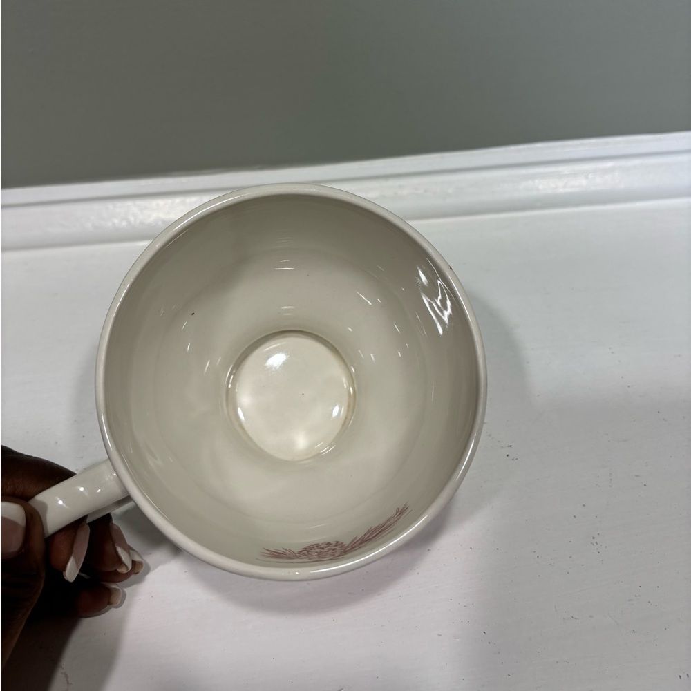 Anthropologie Christmas Toile Holiday Mug Red/White Scenic Teacup - Picture 7 of 7